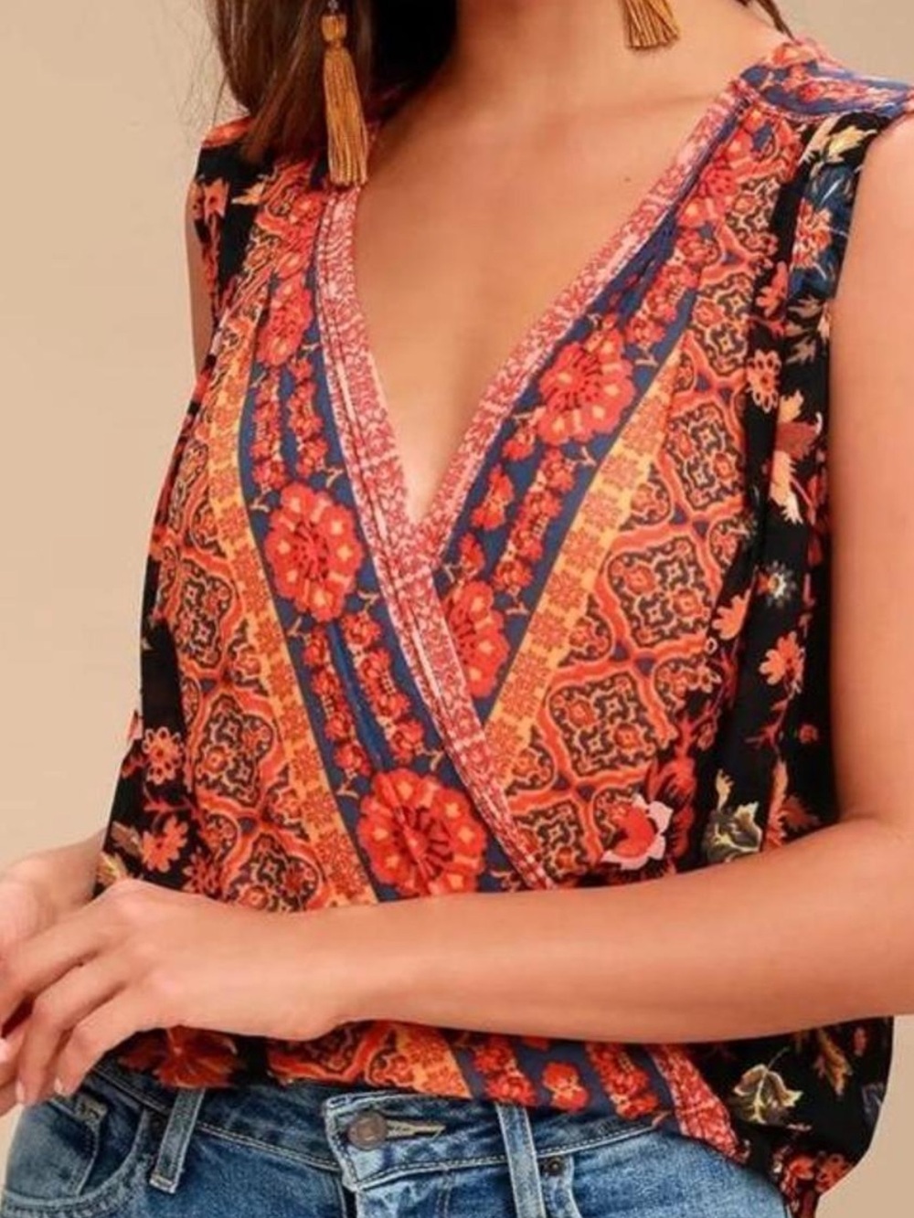 Free People Havana Muscle Tank in Black Combo